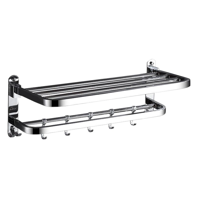 304 de acero inoxidable plegable toallero baño toallero de acero inoxidable rack de almacenamiento multifuncional sin perforar