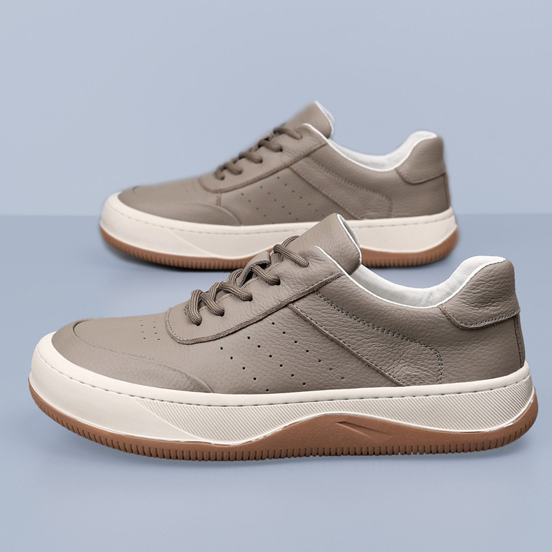 Cabeza de cuero de vaca de otoño nuevos zapatos casuales de hombre cuero transpirables zapatos de mango zapatos de cuero de hombre zapatos de suela gruesa zapatos de hombre