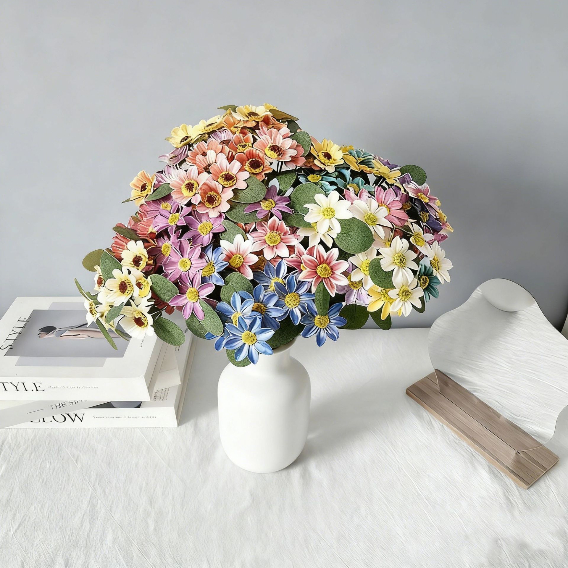 Flores de simulación violeta margarita flor de manzanilla decoración de boda flores flores falsas flores de hotel