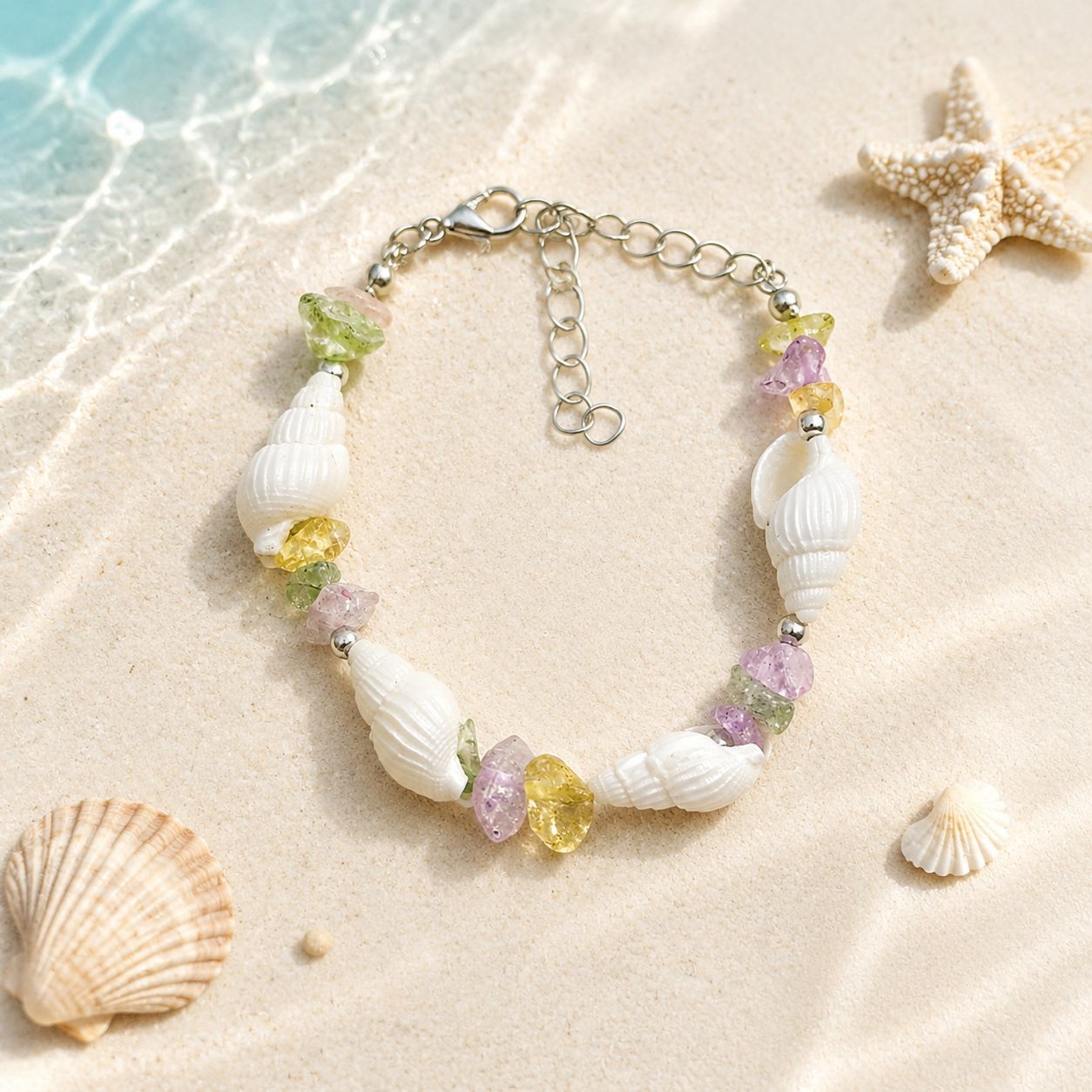Concha natural, estrella de mar, caracola, pulsera tejida a mano, estilo oceánico, vacaciones en la playa, joyería de nicho para mujer, verano image 24