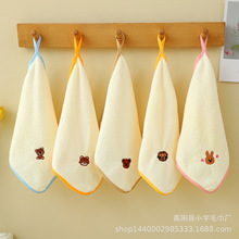 动物擦手巾方巾抹布可挂厨房儿童珊瑚绒白色