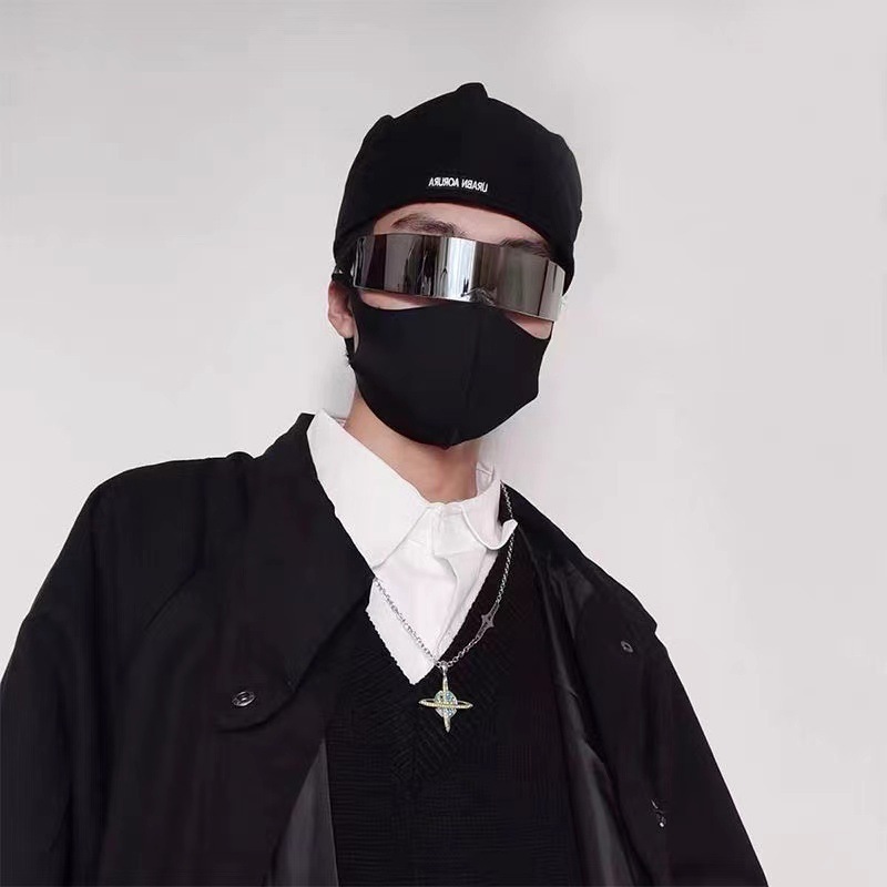 科技风赛博朋克墨镜一体式曲面发箍墨镜骑行旅游拍照打卡太阳镜|undefined
