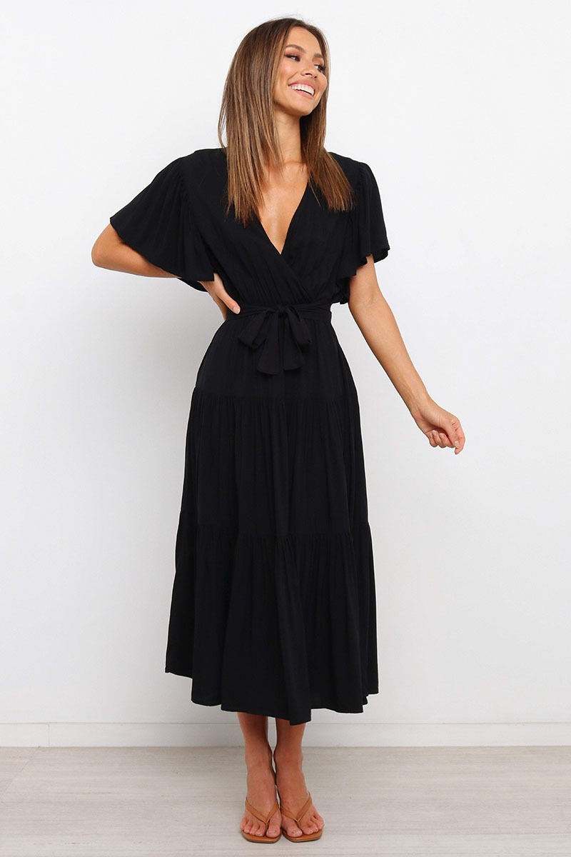 269g Weight Midi Dress Dress Length Type Short Sleeve Sleeve Length Princess Dress Dresses Type Regular Sleeve Sleeve Type Cotton, Polyester Fabric Type Mid Waist Waist Line Holiday, Daily, Selfie Occasion V Neck Neckline Regular Fit Fit Type Solid Color Pattern Summer Season Women's Gender Casual, Elegant, Streetwear Style Wholesale Women's Casual Elegant Streetwear Solid Color Holiday Daily Selfie V Neck Short Sleeve Princess Dress 11