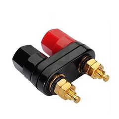 Dual-jack gold-plated integrated speaker stand with six-angled columns, power amplifier connector red and black hexagonal dual-jack connector