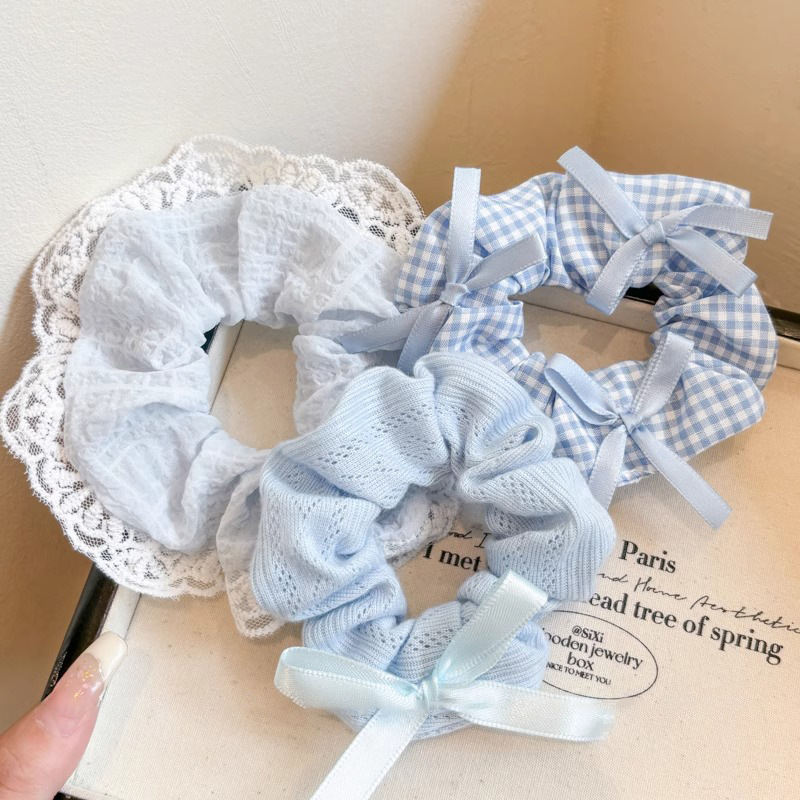 Pequeño arco fresco, anillo de cabello de intestino grande, encaje de encaje de cabello de cola de caballo, cabello de cabello de niña de alto valor de cara