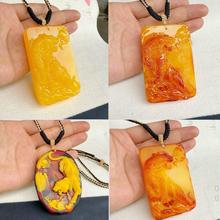 优化波罗的海磨砂鸡油黄琥珀蜜蜡虎吊坠猛虎出山下山虎牌龙涎香坠