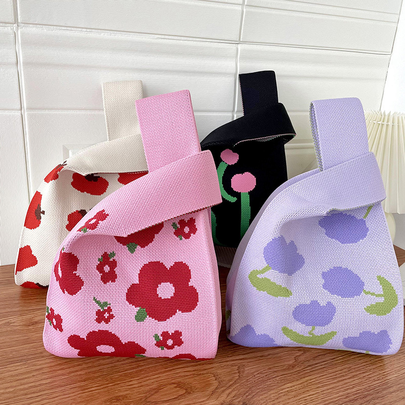 Bolsa de las mujeres de estilo coreano diseño de nicho lindo bolso de mano de punto de dibujos animados calle estudiante gran capacidad bolsa de las axilas