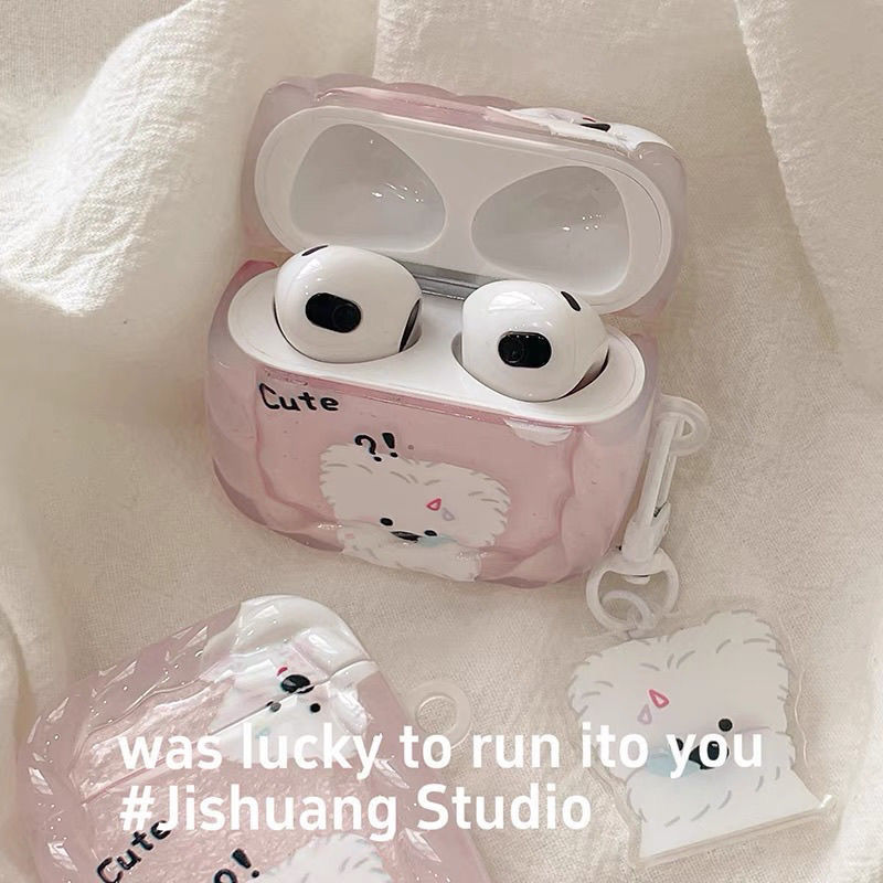 Adecuado para Apple Airpods 4 auriculares de niña de dibujos animados perros blancos pro3 auriculares bluetooth cubierta protectora