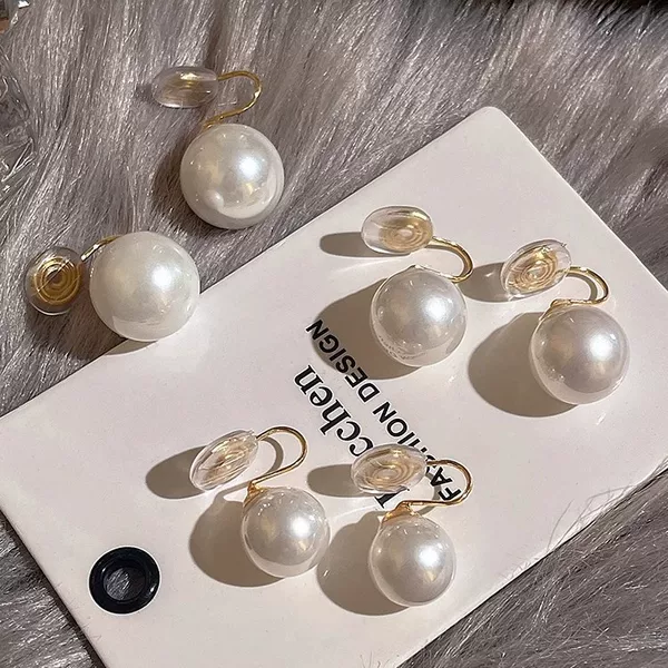 Simple French-Style Pearl Ear Clips, Non-Pierced Mosquito Coil Earrings, Small and Elegant, High-End Earrings, Jewelry Accessories