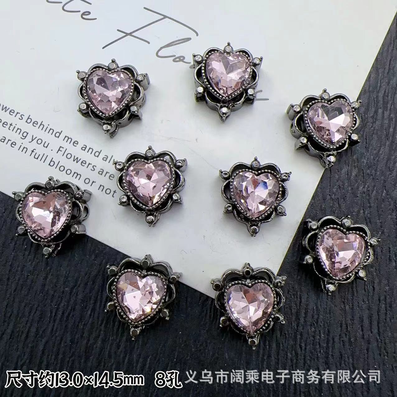 マイクロ象嵌ジルコニウムダイヤモンドマルチカラーピーチハートラブ8穴ビーズリング表面DIYビーズブレスレットネックレスジュエリーアクセサリー