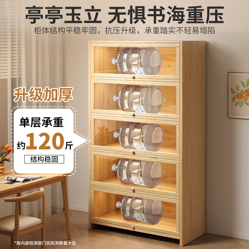 Estantes de madera sólida estantería de piso integrado contra la pared almacenamiento de almacenamiento de artículos de visualización de la sala de estar estante de libros para niños