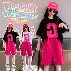 Girls short-sleeved suit summer 2023 new fashionable summer children's clothes summer sports and leisure