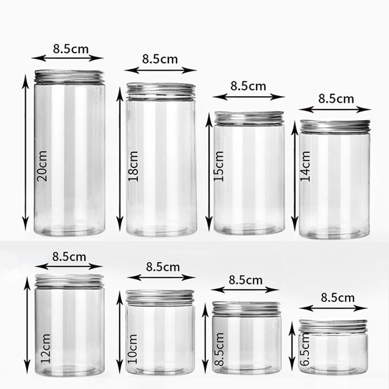 Pet Food Plastic Packaging Bottle, Transparent Empty Bottle with Lid, Disposable Nut Snack Storage Moisture-Proof Sealed Jar