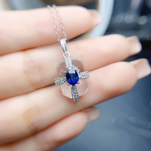 Factory wholesale explosions natural sapphire pendant S925 silver inlaid main stone 4*5 selling Europe and the United States a generation of hair
