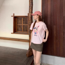 B26春夏新款卡通圆领T恤商场同款休闲减龄短袖T恤女棉质上衣