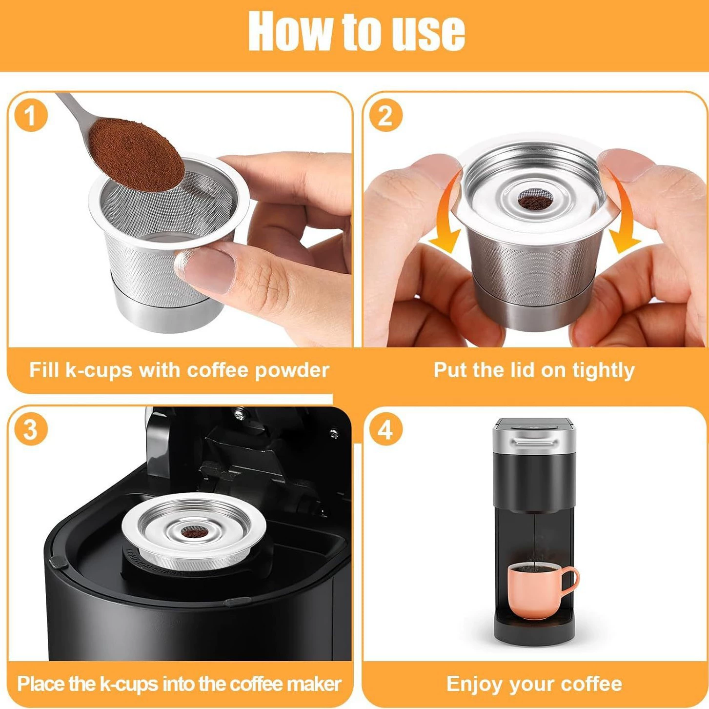 Coffee capsule stainless steel, multi-use coffee machine