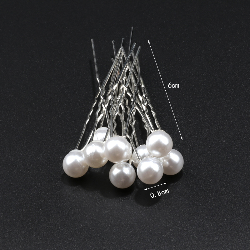 Épingle à cheveux de mariage en u avec strass perles et fleurs_voghion.com