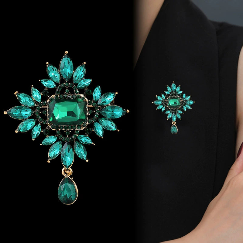 Модный ретро кристаллический подвеска-подвеска, брошь, костюм, лацкан пиджака, булавка