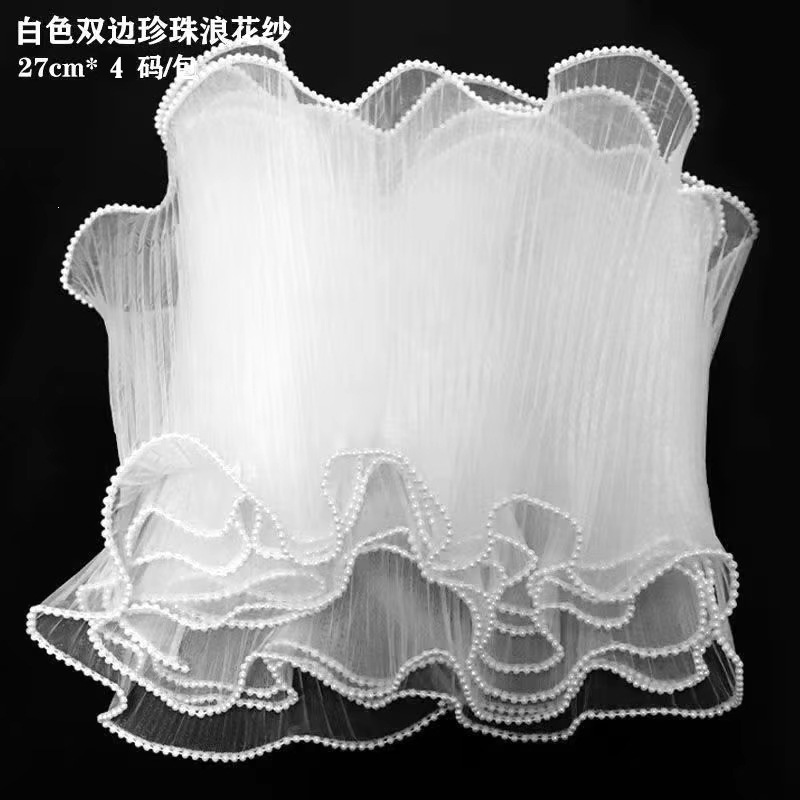 Wave Flower Wrapper Mesh White Pearl Edge Waterproofing Material de embalaje de ramo de flores