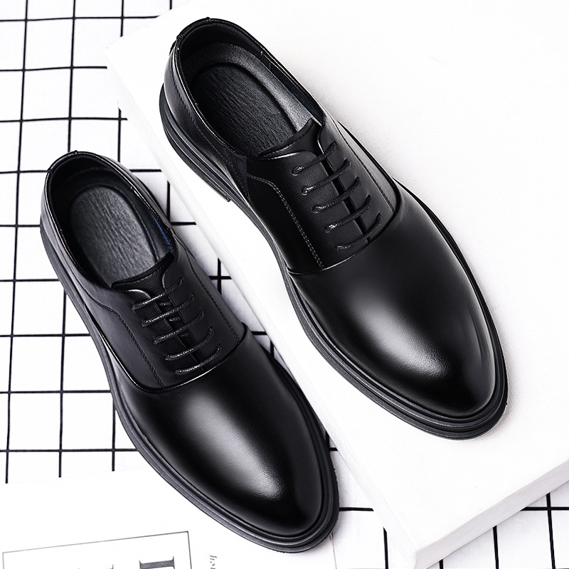 Men's Genuine Leather Oxford Dress Shoes Pointed Toe Wedding Shoes Formal Shoes_vogvips.com