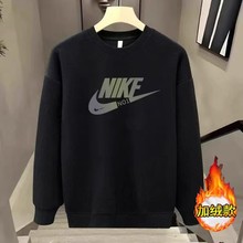 爆款印花重磅华棉圆领加绒卫衣男秋冬季潮流宽松时尚百搭套头上衣