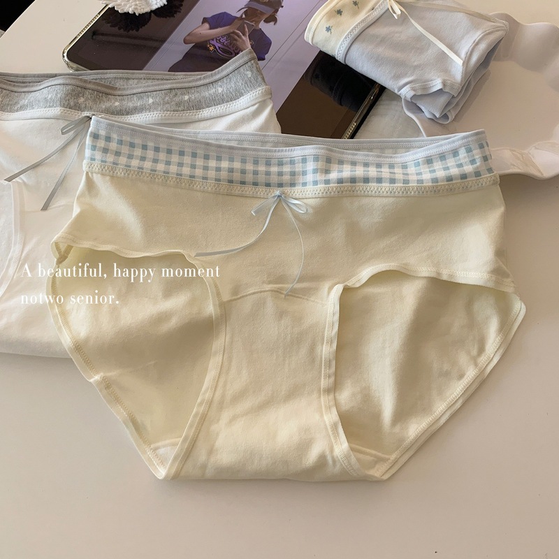10A加长整裤抑菌女生中腰包臀不夹臀夏薄款三角内裤女档拼接撞色|undefined