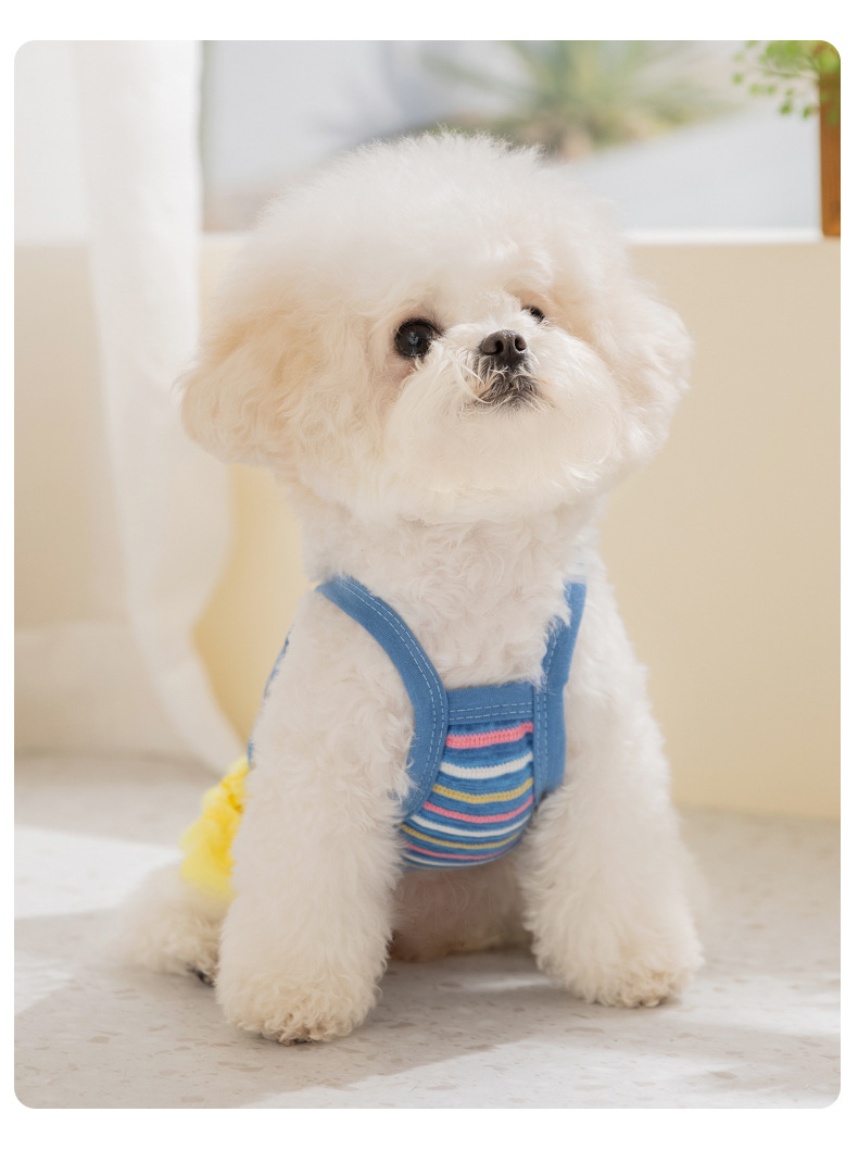 Gestreiftes Hasen-blumen-trägerkleid Für Hunde Sommerweste_voghion.com