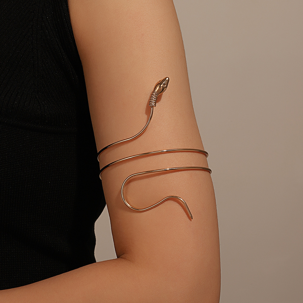 Übertriebenes Armband in Schlangenform für Damen, modisch, gedreht, Wickellegierung, Tier-Armring, personalisierter Ärmelreif_voghion.com