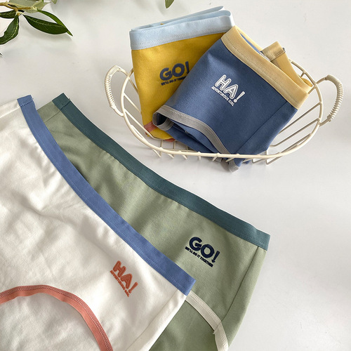Pure lust fairy style energetic sports style girl contrasting letter cotton soft mid-low waist comfortable women's underwear
