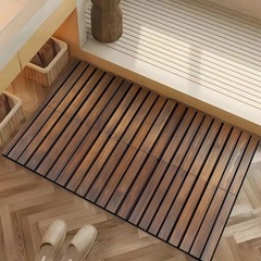 跨境木条纹水晶绒地毯家用入户门玄关门口脚垫吸水浴室防滑地垫