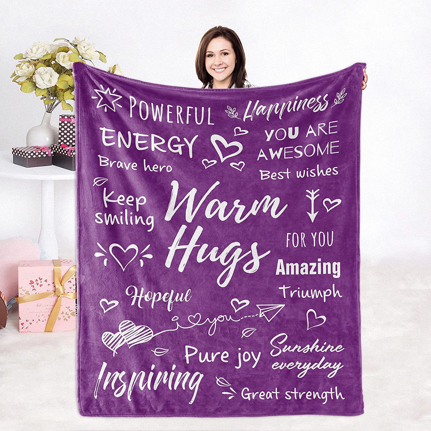 Ins letter envelope flannel healing text warm embrace gift nap blanket_voghion.com