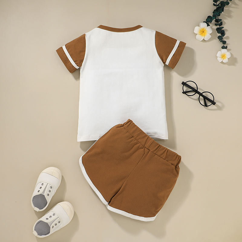 Wholesale Children's Letters Pullover Short-sleeved Shorts Suit Nihaojewelry display picture 3