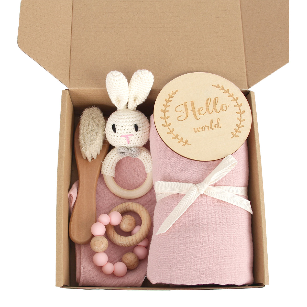 Bolsa de bebé simple caja de regalo de recién nacido围兜 set creativo bebé perlas de silicona calmante tetina cadena acompañante regalo image 1