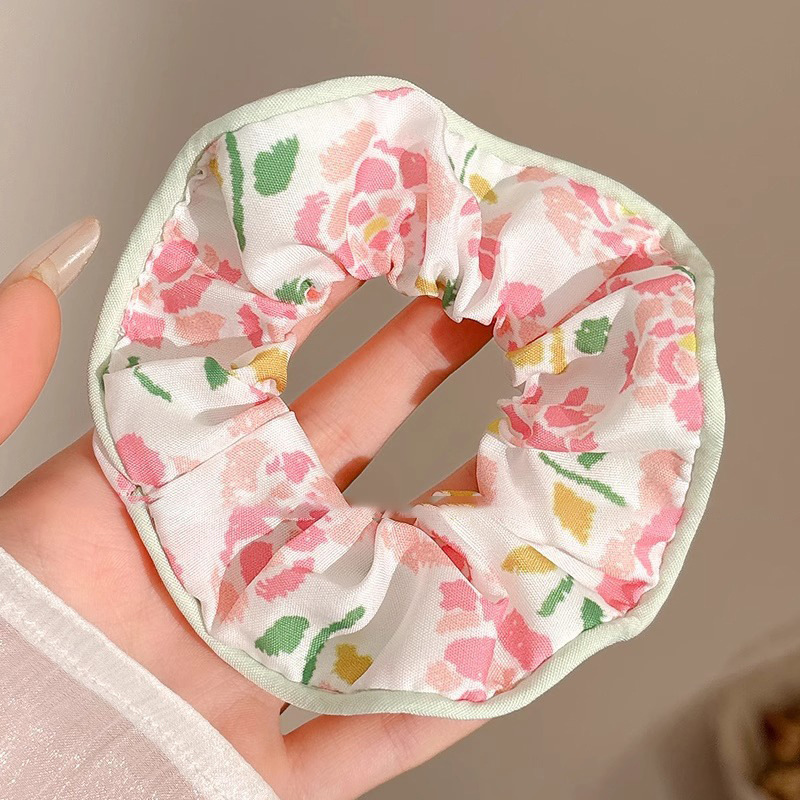 Satín coreano anillo de cabello de intestino grande mujer de moda cuerda de cabeza de alta calidad temperamento flor de cabello bola de cabello toque de cabeza