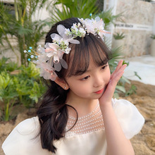 2024新款超仙美森系灵动花朵发箍花环原创结婚新娘头饰婚纱发带饰