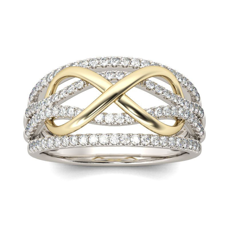 Stapelbare Herrenringe, grenzüberschreitend, aus umweltfreundlichem Material, zweifarbig, exquisites Linien-Wickeldesign, 8-förmiger Zeigefingerring, Internet_voghion.com