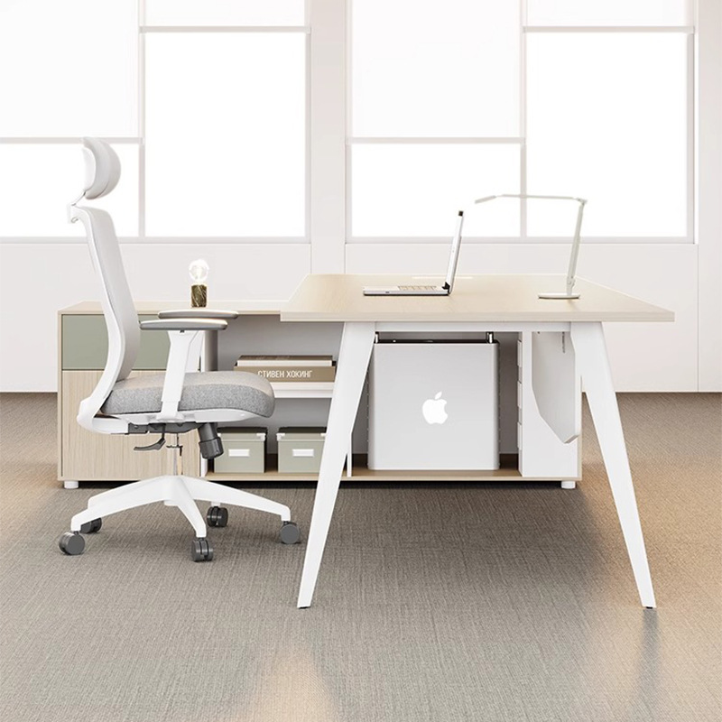Con gabinete lateral, supervisor simple y moderno, gerente de escritorio de jefe, presidente, escritorio de jefe, combinación de escritorio y silla, escritorio ejecutivo