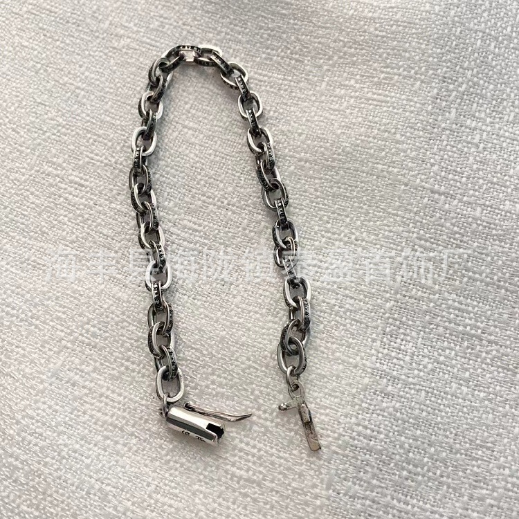 ch High Version Crow Letter Bracelet Fashion Trend Literary Retro s925 Sterling Silver Men's and Women's Couples Offer ch High Version Crow Letter Bracelet Fashion Trend Literary Retro s925 Sterling Silver Men's and Women's Couples Offer