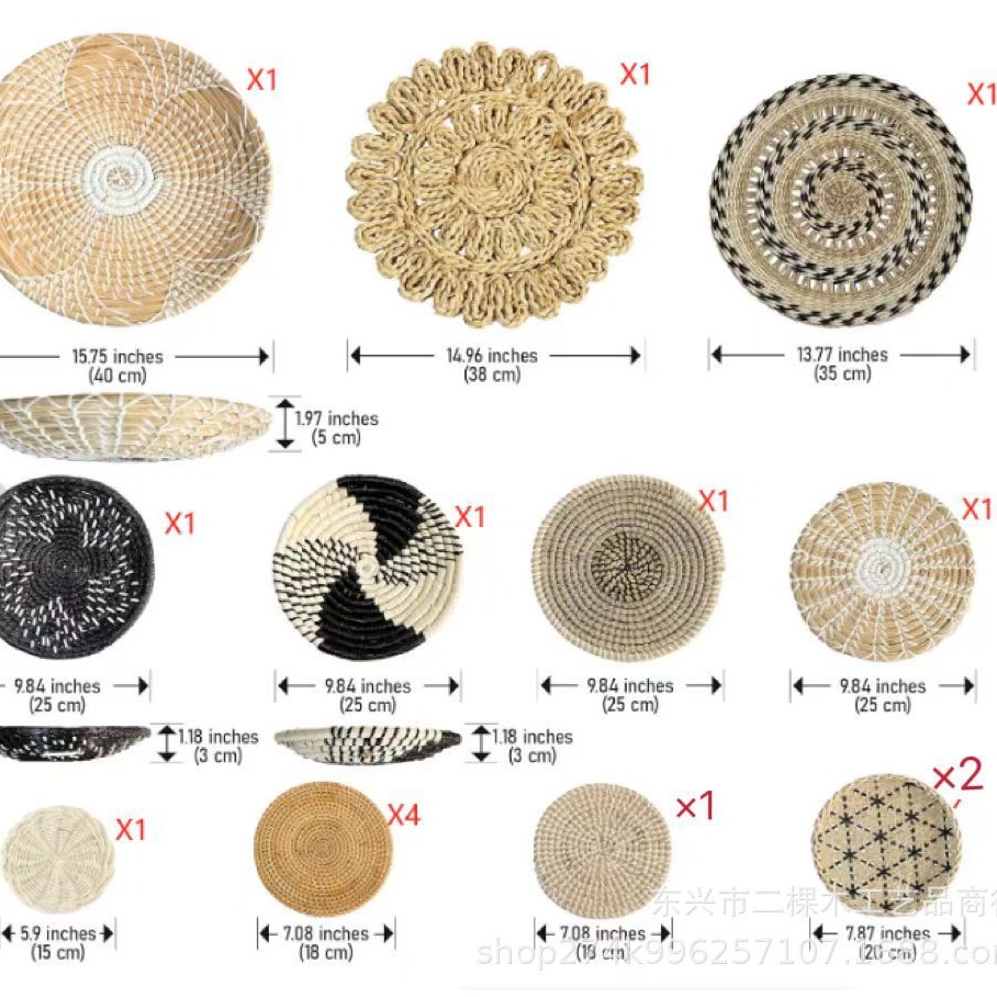 Handmade straw and seaweed woven wall hangings for personalized Nordic style home and bedroom decorations