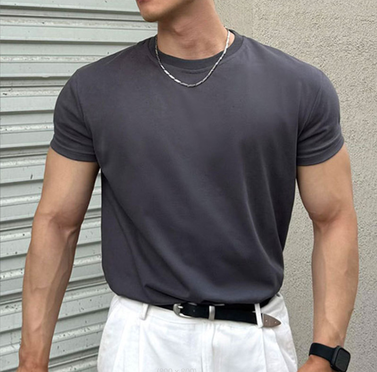 Jimi Hecusen メンズ フロントショルダー半袖 Tシャツ トレンド ラウンドネック スリムフィット 万能 ホワイト Tシャツ Xingcan Trendy House|undefined