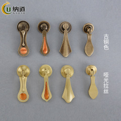 New Chinese-style solid brass handle waterdrop-shaped pendant for antique household hardware dresser drawer pulls single hole small pull