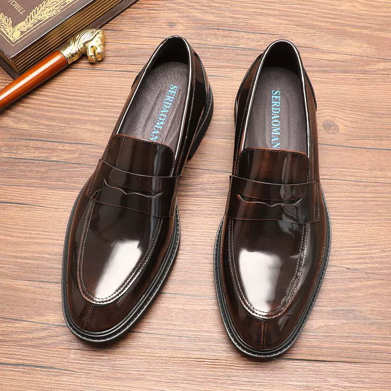 Ручная полировка бычьей кожи, блестящие кожаные деловые повседневные кожаные туфли
