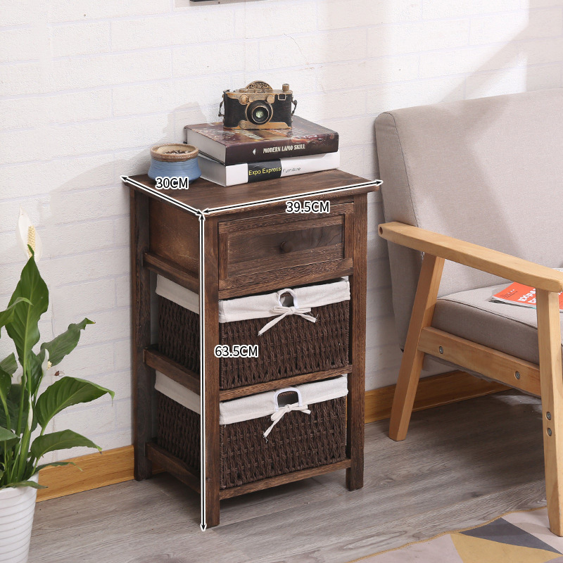 Armario de almacenamiento americano transfronterizo, cajón de madera, almacenamiento de ropa de juguete, mesita de noche, armario de almacenamiento pastoral coreano