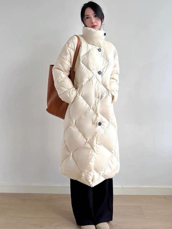 王菲同款菱格轻奢羽绒服女长款过膝2025冬季新款休闲宽松显瘦90绒|undefined