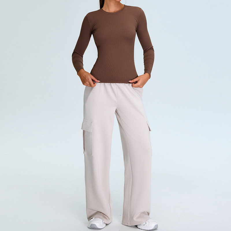 Nuevo conjunto de yoga delgado transfronterizo, camiseta deportiva desnuda de rosca fina para mujeres, conjunto de ropa de ejercicio para correr