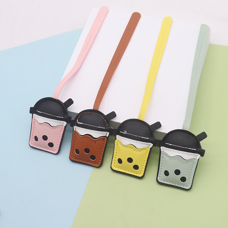 DIY ジュエリーバッグペンダントアクセサリー PU レザー立体両面マルチカラーミルクティーカップアクセサリー半完成キーホルダー|undefined