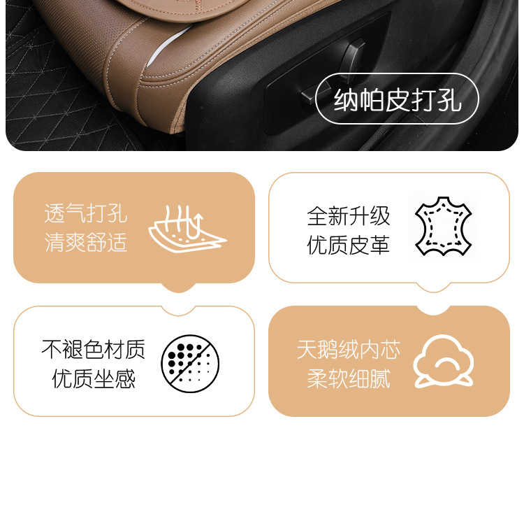 Napa Leather Car Seat Cushion, Summer Breathable Seat Cushion, Suitable for Mercedes-Benz, Bmw, Audi, Volkswagen, All-Season Seat Back Cushion