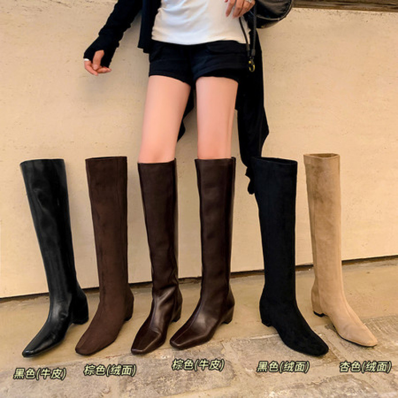 Brown women's knee-high slim boots 2026, extremely stylish tall knight boots, straight high-heeled long boots Brown women's knee-high slim boots 2026, extremely stylish tall knight boots, straight high-heeled long boots