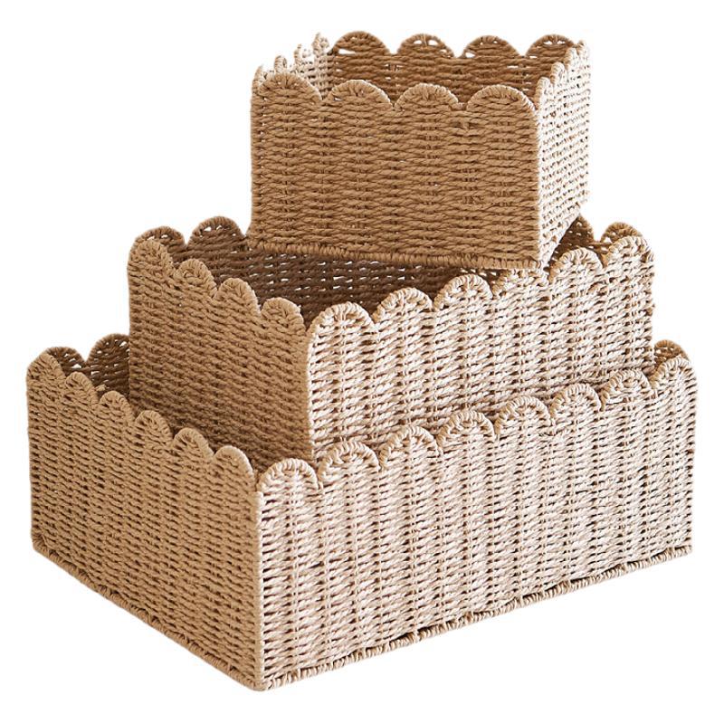 Cesta de almacenamiento de tela de caña de escritorio de acabado de papel cuerdas trenzadas caja de almacenamiento sala de estar gabinete de cocina estudio de muebles caseros cesta de almacenamiento