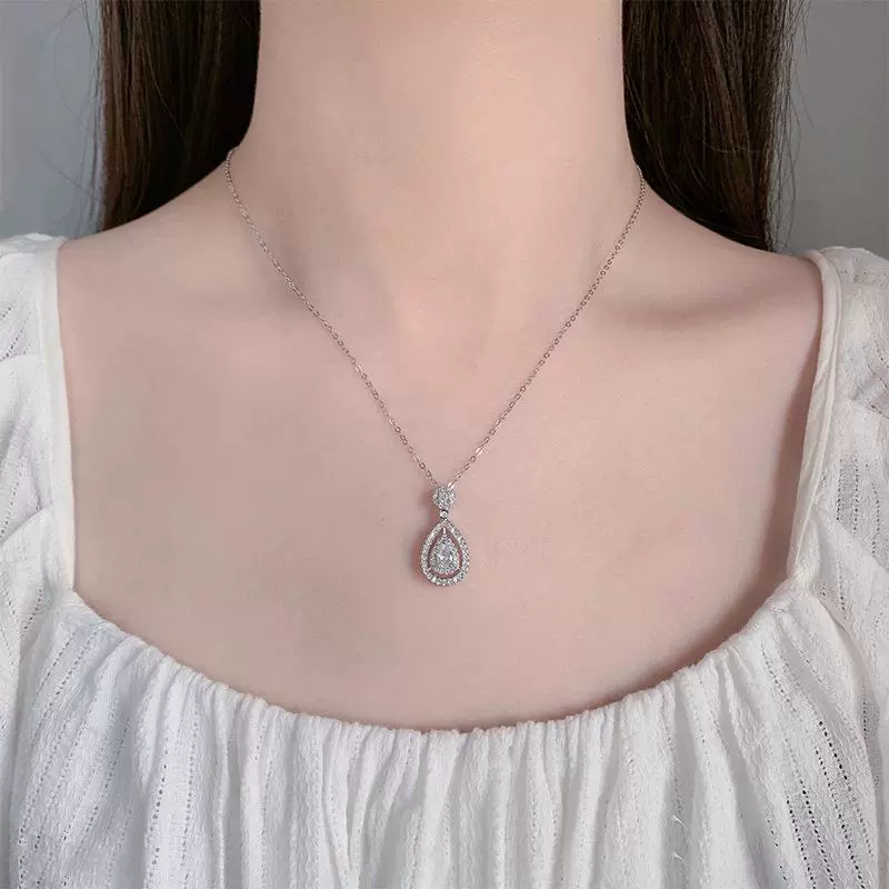 Кулон, платиновый модный цирконий, ожерелье, 2 карата, образец платина 950, микроинкрустирование